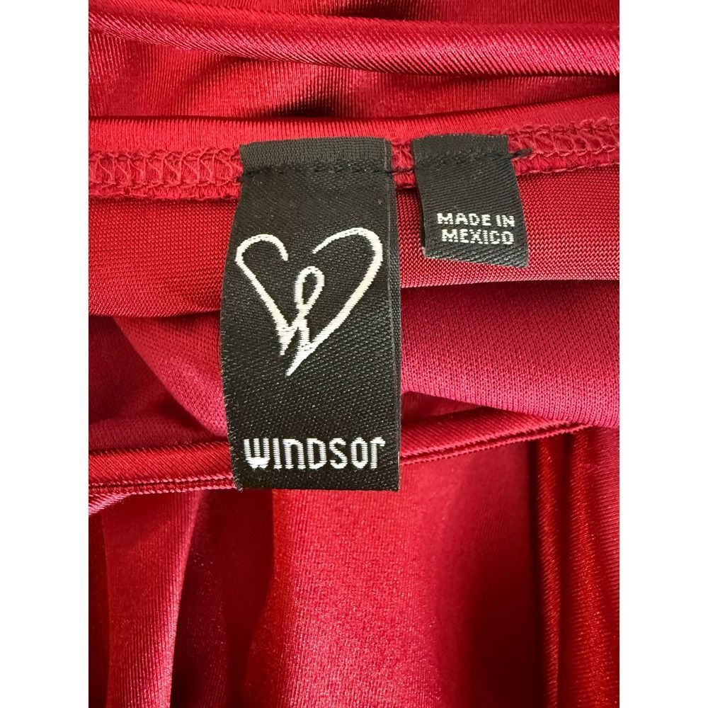 Windsor Burgundy/Maroon Satin Fit & Flare Spaghetti Strap Dress – Size Small - Picture 4 of 8